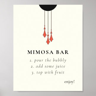 Póster Midnight Autumn Wedding Mimosa Bar Sign