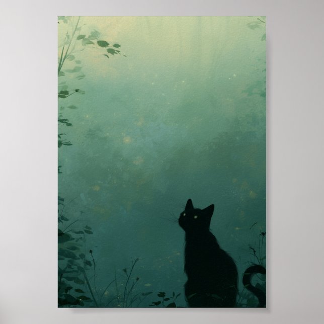 Póster Midnight Familiar – Fantasy Art with Cat (Frente)