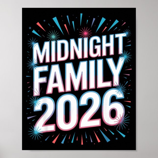 Póster Midnight Family 2026 Fireworks Countdown Unity Spa (Frente)