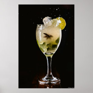 Póster Midnight Mojito: Cóctel dinámico de hielo y lima S