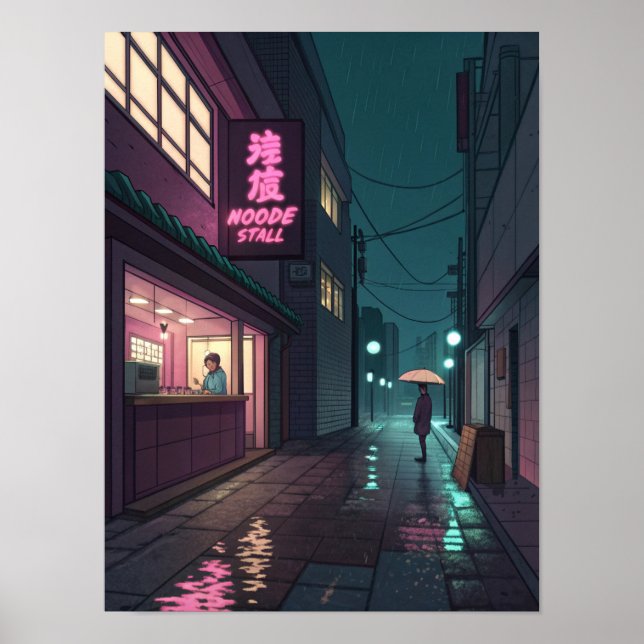 Póster Midnight Ramen Lo-Fi Cityscape (Frente)