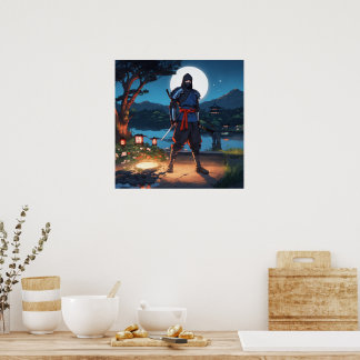 Póster Midnight Shinobi: Guerrero Ninja bajo la Luz de la