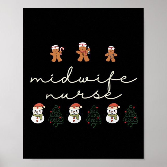 Póster Midwife Nurse Christmas Gingerbread Nicu Hostal Pa (Frente)