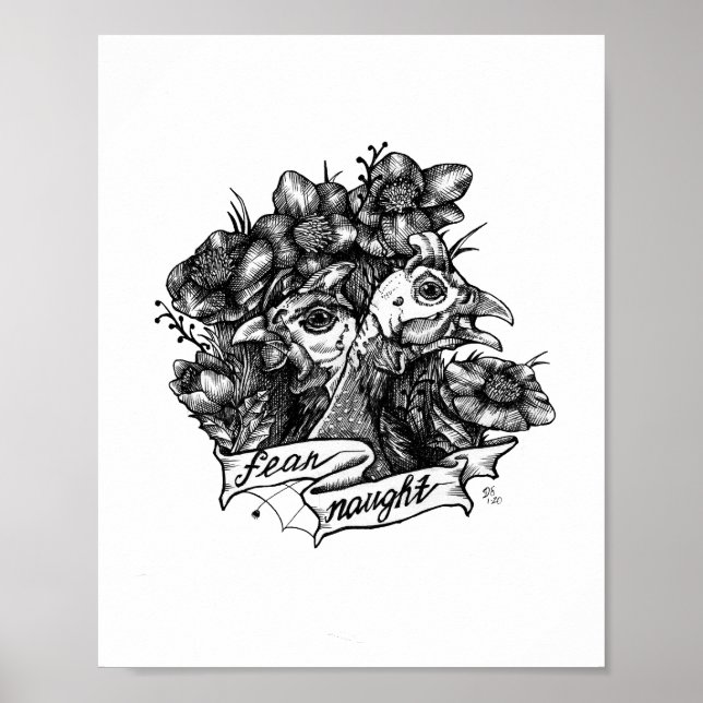 Póster MIEDO A LA SEQUÍA: Guinea Tattoo Art (fondo blanco (Frente)