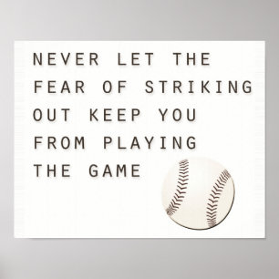 Póster miedo de fallar en el béisbol moderno inspirador