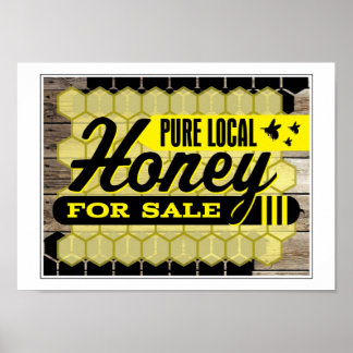 Póster Miel En Venta Rótulo Local Miel Pura