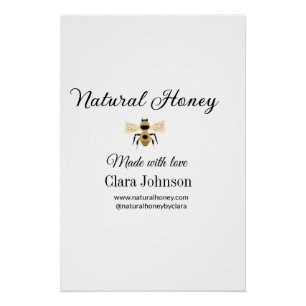 Póster miel natural casera panal de abeja añadir nombre