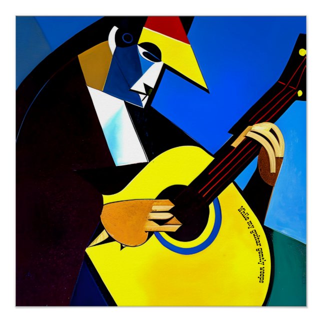 Póster Mientras mi guitarra llora suavemente al guitarris (Anverso)