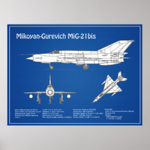 Póster MiG-21 bis - Planes de diseño aéreo ABD