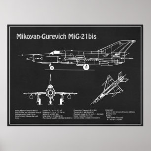 Póster MiG-21 bis - Planes de diseño aéreo PD