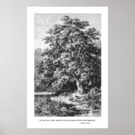 Póster Mighty Oak Tree Inspirational Black & White Poster
