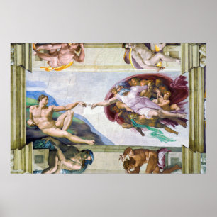 Póster Miguel Ángel - Creación de Adán, Capilla Sixtina