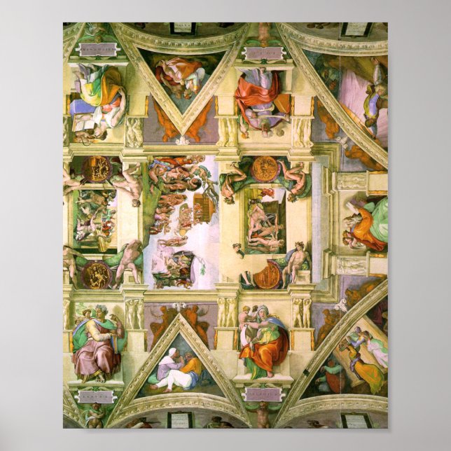 Póster Miguel Ángel - Techo de Capilla Sixtina (Frente)