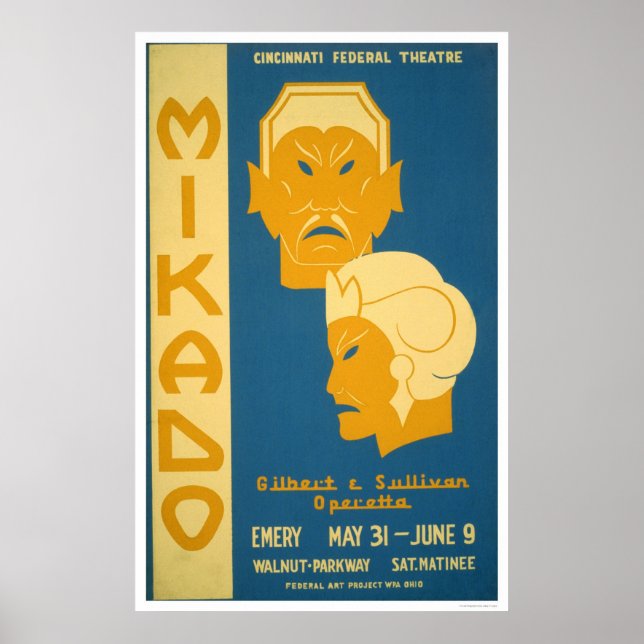 Póster Mikado Gilbert Sullivan 1939 WPA (Frente)