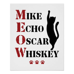Póster Mike Echo Oscar Whiskey MEOW Cat