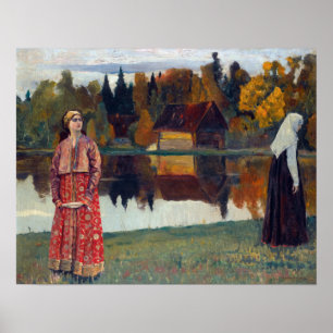 Póster Mikhail Vasilievich Nesterov a orillas del lago