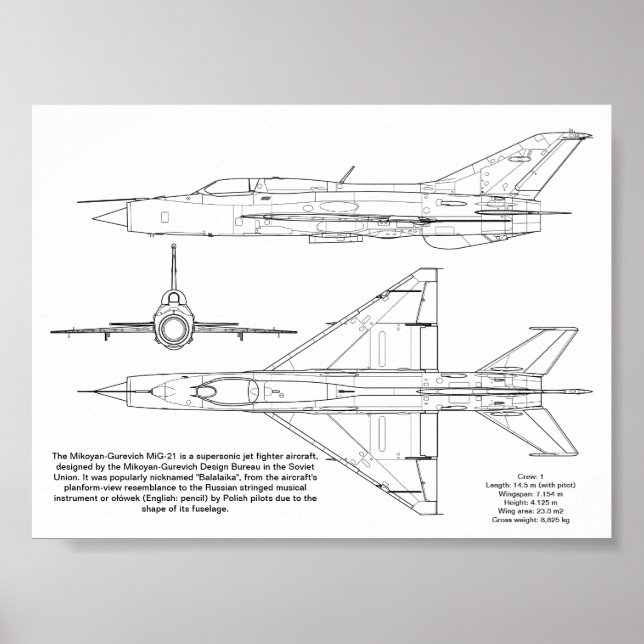Póster Mikoyan-Gurevich MiG-21 (Frente)