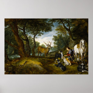 Póster Milagro de Saint Hubert de Brueghel y Rubens