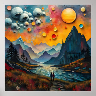 Póster Milagros eternos de fantásticos paisajes alienígen