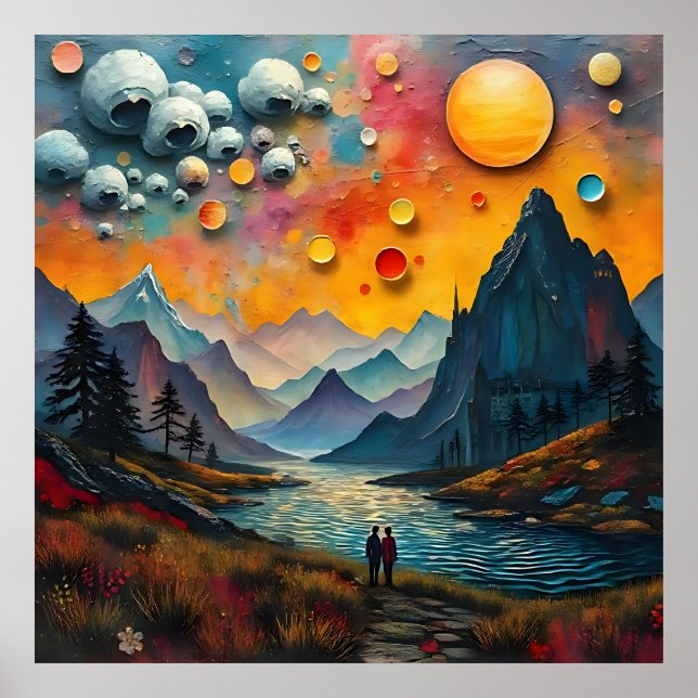 Póster Milagros eternos de fantásticos paisajes alienígen (Frente)