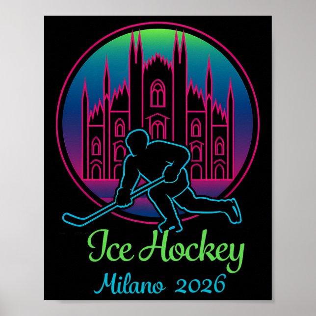 Póster Milan 2026 Ice Hockey Winter 2026 And Duomo Di Mil (Frente)