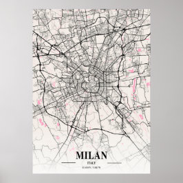 Póster Milán - Italia Mapa de la ciudad napolitana