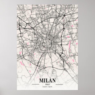 Póster Milán - Italia Mapa de la ciudad napolitana