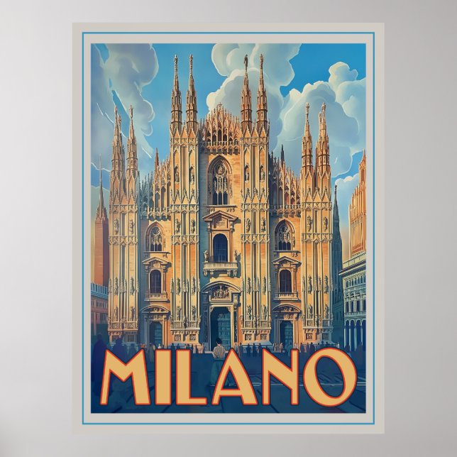 Póster Milán, Italia retro (Frente)