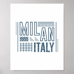 Póster Milan Italia Tipografía Moderna Gráficos de Viajes