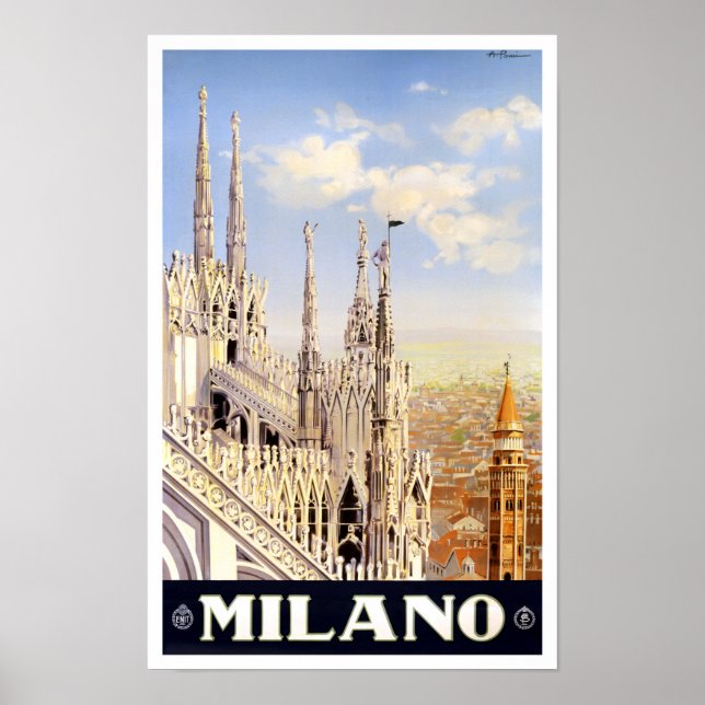 Póster Milán Italia Viaje vintage (Frente)