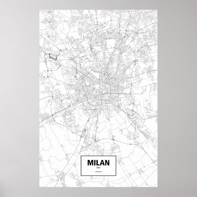 Póster Milan, Italy (black on white) (Frente)