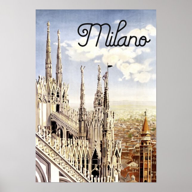 Póster Milan Vintage Travel Poster (Frente)