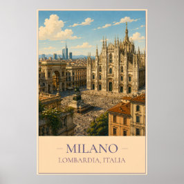 Póster Milano, Italy – Vintage Travel Poster