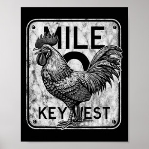 Póster Mile retro de pollo clave para el oeste de Florida