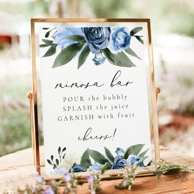 Póster MILENA Dusty Blue Navy Floral Mimosa Bar Rótulo (Subido por el creador)