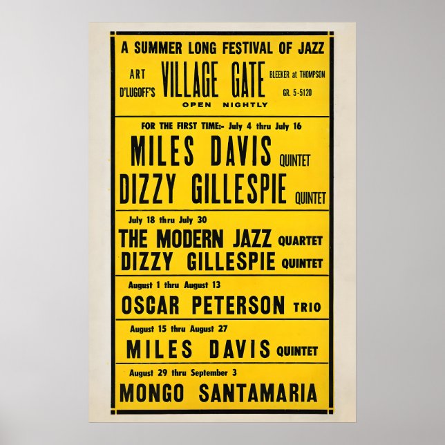 Póster Miles Davis - Dizzy Gillespie - Mongo Santamaria (Frente)