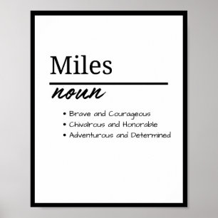 Póster Miles, definición de nombre personalizado del niño