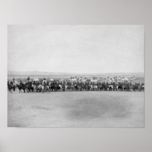 Póster Militares con 70 exploradores del indio de Lakota