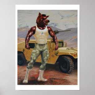 Póster Militares del Razorback del cerdo del soldado de