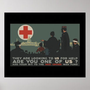 Póster Militares patrióticos de la Cruz Roja de la
