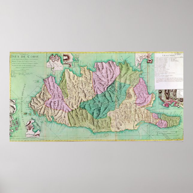 Póster Military map of Corsica, 1768 (Frente)