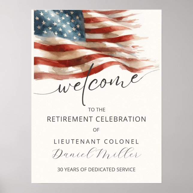 Póster Military Retirement Welcome Poster | Editable (Frente)