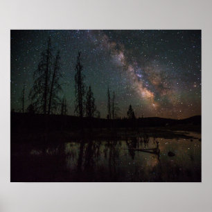 Póster Milky Way Over Firehole Lake