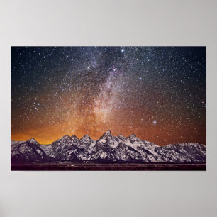 Póster Milky Way over Grand Teton