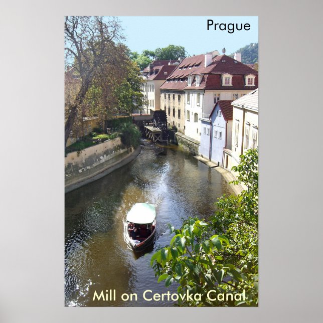 Póster Mill en el canal Certovka, Praga. (Frente)