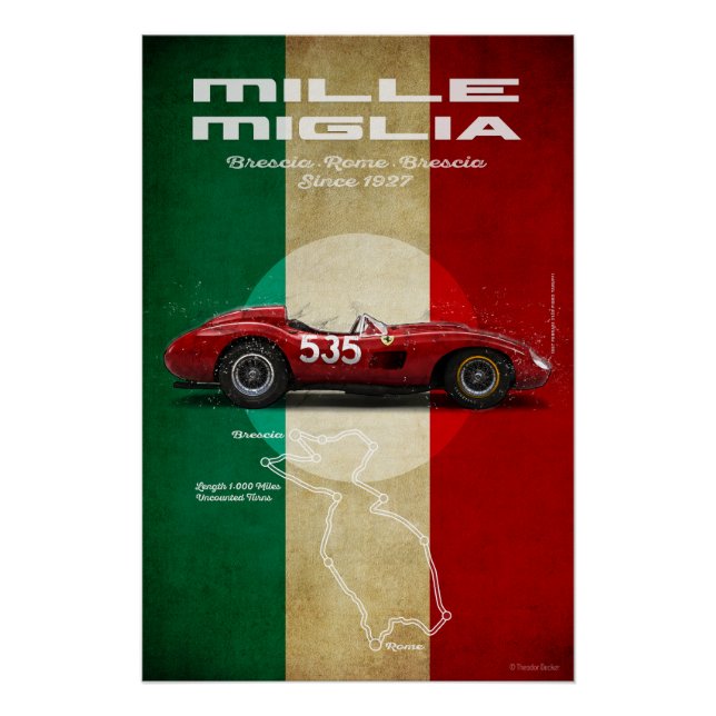 Póster Mille Miglia Vintage Ferrari 315S Taruffi (Anverso)