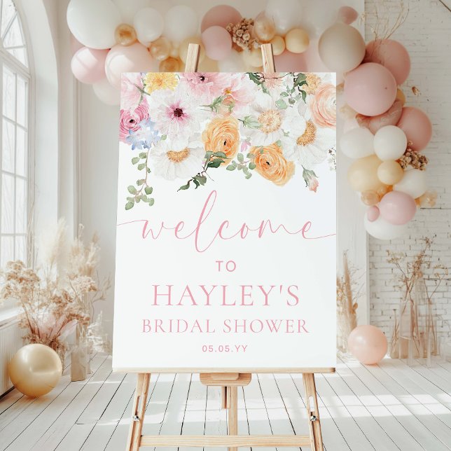 Póster Millie Floral Bridal Shower Welcome Sign (Welcome Sign Bridal Shower MIllie )