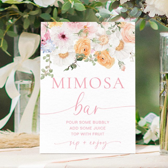 Póster Millie Floral Mimosa Bar (Mimosa Bar Sign Millie Floral )