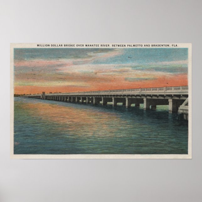 Póster Million Dollar Bridge over Manatee River, (Frente)