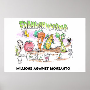 Póster Millones contra las verduras de Monsanto Franken